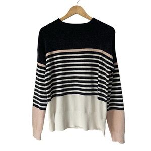 F&F Tesco Striped Color Block Striped Sweater in Navy, Pink, and Cream, Medium